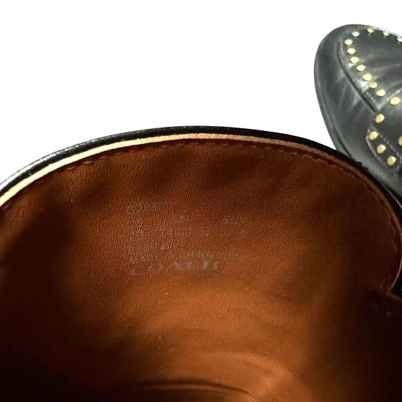 Coach Faye Studded Loafer Slide Mules - Black Leather - 7 - Picture 12 of 12